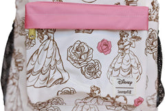 LOUNGEFLY x Disney Belle Princess Beauty Pink All Over Print Nylon Backpack