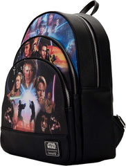 LOUNGEFLY Star Wars Trilogy 2 Triple Pocket Womens Double Strap Shoulder Bag Purse