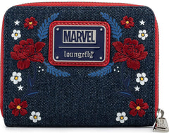 LOUNGEFLY Marvel Captain America 80th Anniversary Floral Shield Ziparound Wallet