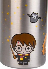 Harry Potter Stainless Steel Water Bottle - Steel with With Harry, Ron and Hermione Chibi Character Design - 550ml