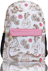 LOUNGEFLY x Disney Belle Princess Beauty Pink All Over Print Nylon Backpack