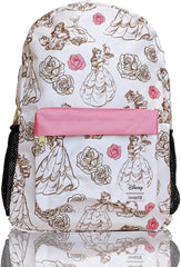 LOUNGEFLY x Disney Belle Princess Beauty Pink All Over Print Nylon Backpack