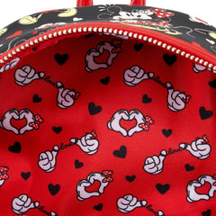 LOUNGEFLY Disney Mickey and Minnie Heart Hands Womens Double Strap Shoulder Bag Purse