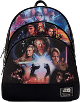 LOUNGEFLY Star Wars Trilogy 2 Triple Pocket Womens Double Strap Shoulder Bag Purse