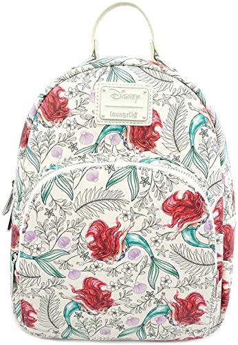 Loungefly Disney Little Mermaid Ariel Scenes All Over Print Square Nylon  Backpack 