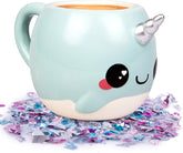 Blue Narwhal Coffee Mug - Unicorn of the Sea - Glitter Galaxy - Ceramic