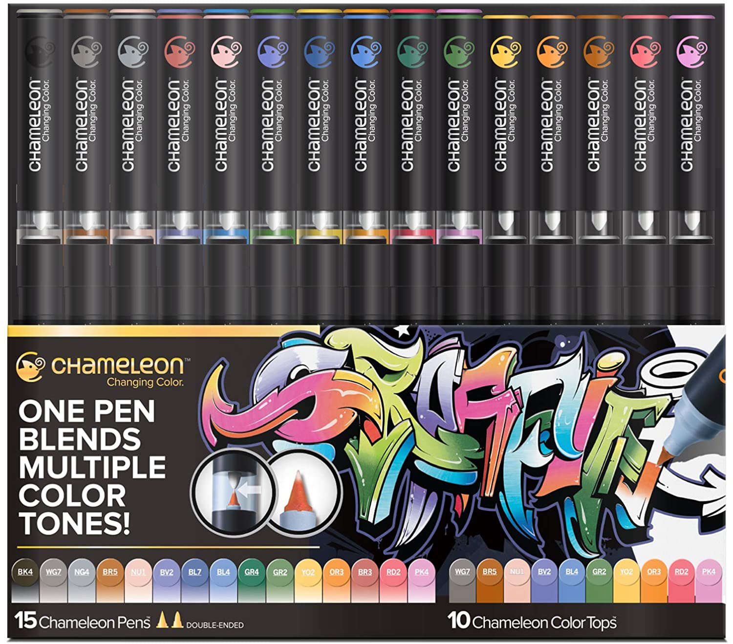 Chameleon Art Products, 15 Pens + 10 Color Tops (25-Pen Deluxe Set)