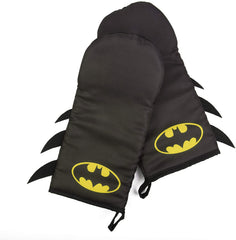DC BATMAN Oven Mitt Set with Bat Symbol Design - Heat Resistant - 100% Cotton - Pair