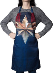 CAPTAIN MARVEL Kitchen Apron - One Size Fits Most - Super for Avengers Fans Who Like to Bake and Cook - Polyester
