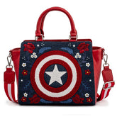 LOUNGEFLY Marvel Captain America 80th Anniversary Floral Shield Crossbody