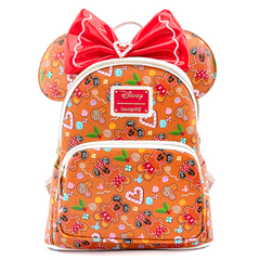 LOUNGEFLY Disney Christmas Gingerbread AOP Women's Double Strap Shoulder Bag Purse with Ears Headband