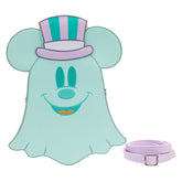 LOUNGEFLY DISNEY PASTEL GHOST MINNIE AND MICKEY GITD DOUBLE SIDED CROSS BODY BAG