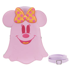 LOUNGEFLY DISNEY PASTEL GHOST MINNIE AND MICKEY GITD DOUBLE SIDED CROSS BODY BAG