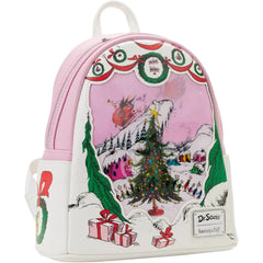 LOUNGEFLY Dr Seuss How the Grinch Stole Christmas Lenticular Scene Double Strap Shoulder Bag