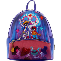 LOUNGEFLY Disney Pixar Coco Miguel & Hector Performance Scene Mini Backpack