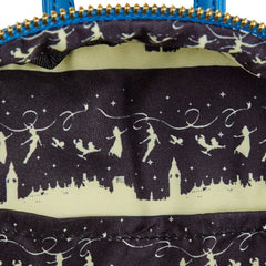 LOUNGEFLY Disney Peter Pan Glow Clock Women's Double Strap Shoulder Bag Purse