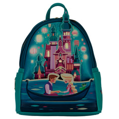 LOUNGEFLY Disney Tangled Princess Castle Womens Double Strap Shoulder Bag Purse