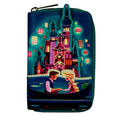 LOUNGEFLY Tangled Rapunzel Castle Glow in the Dark Zip Around Wallet