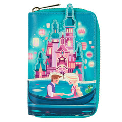 LOUNGEFLY Tangled Rapunzel Castle Glow in the Dark Zip Around Wallet