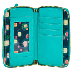 LOUNGEFLY Tangled Rapunzel Castle Glow in the Dark Zip Around Wallet