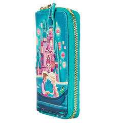 LOUNGEFLY Tangled Rapunzel Castle Glow in the Dark Zip Around Wallet