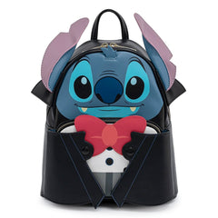 LOUNGEFLY Disney Vampire Stitch Bow tie Mini Backpack