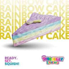 Taba Jelly Squishies Rainbow Cake - FuFu Squeeze Stress Relief Toy for Kids & Adults - Stretchy & Sticky Fun Sensory Play with Custom Decorations - Relaxing Fidget Toy for Anxiety Relief