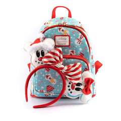 Loungefly Disney Christmas Mickey and Minnie Double Strap Shoulder Bag