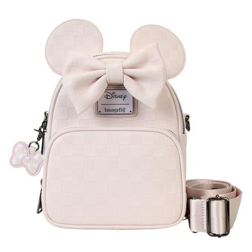 Loungefly Minnie Mouse Checkered Texture Convertible Mini Backpack