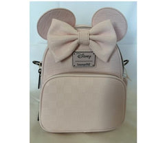 Loungefly Minnie Mouse Checkered Texture Convertible Mini Backpack