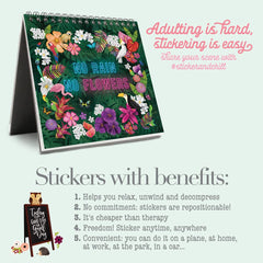 Sticker & Chill Sticker Book for Adults- 800+ Repositionable Colorful Clings Create Designs on 10 Spiral Bound Scene Pages -Easy, Fun & Stress Relieving Relaxation Activity - Flower Fest Series