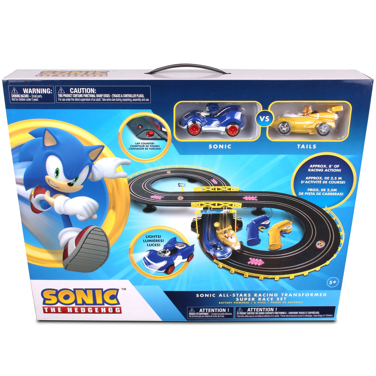 NKOK Sonic & Tails RC Slot Car Race Set with Figure-8 Track, Ages 5+
