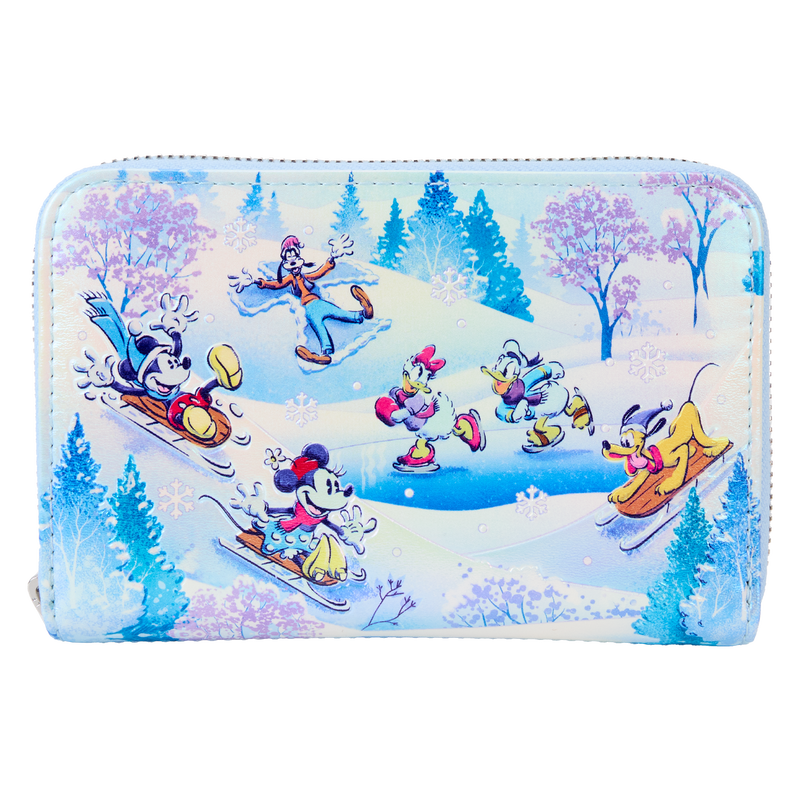 LOUNGEFLY Mickey & Friends Winter Wonderland Scene Zip Around Wallet