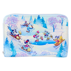 LOUNGEFLY Mickey & Friends Winter Wonderland Scene Zip Around Wallet