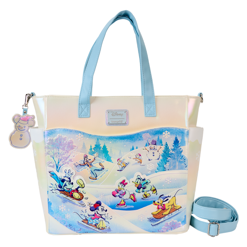 LOUNGEFLY Mickey & Friends Winter Wonderland Scene Convertible Backpack & Tote Bag