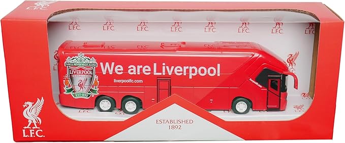 Liverpool FC Official Collectible Miniature Team Bus – Premium Die-Cast Soccer Bus Toy with Friction-Power Engine – Pull-Back & Go – Licensed Football Merchandise & Fan Display Model