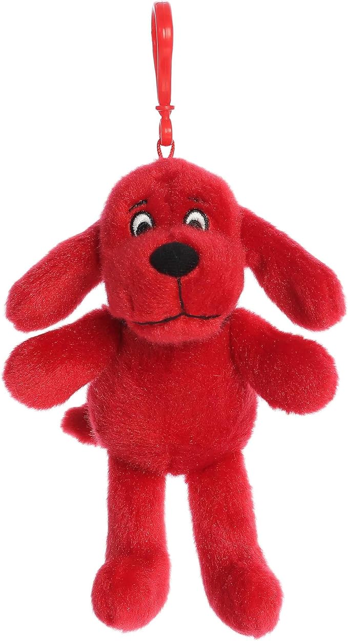 Aurora® Playful Clifford® Clifford Clip-On Stuffed Animal - Childhood Nostalgia - Lasting Companionship - Red 6 Inches