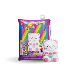 Taba Jelly Squishies Bitty Kitty - FuFu Squeeze Figure with Custom Decorations - Stretchy Sticky Novelty Collectible with Reusable Storage Pouch