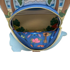 Loungefly Disney Lilo & Stitch Groovy Mini Backpack – Stitch Sunglasses Beach Scene, Faux Leather