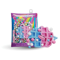 Taba Jelly Squishies Wally Waffle - FuFu Squeeze Figure with Custom Decorations - Stretchy Sticky Novelty Collectible with Reusable Storage Pouch
