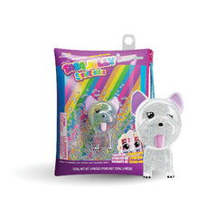 Taba Jelly Squishies Petey Puppy - FuFu Squeeze Figure with Custom Decorations - Stretchy Sticky Novelty Collectible with Reusable Storage Pouch