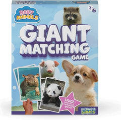 Giant Matching Game Baby Animals - Summer Toys - Game Night - Travel Games - Memory, Learning Game - Jumbo Playing Cards - Card Game for Kids and Adults -Ages 3+