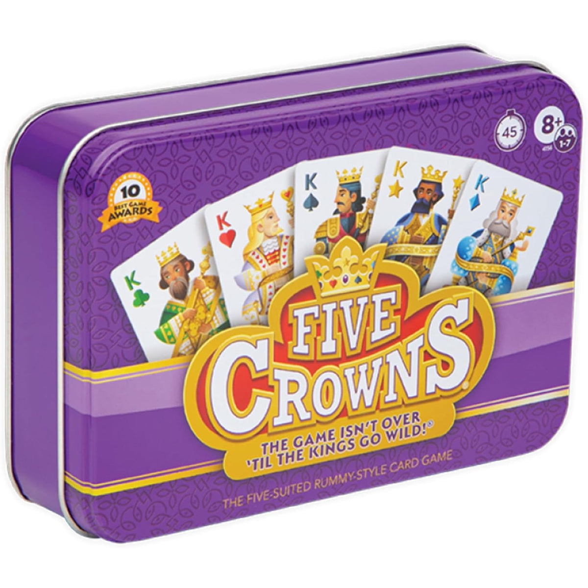 Five Crowns Collectible Tin – Card Game for Kids and Adults, Family Game Night, The Game isn’t Over Until the Kings Go Wild, 5 Suited Rummy Style Card Game, 1-7 Players, Ages 8+