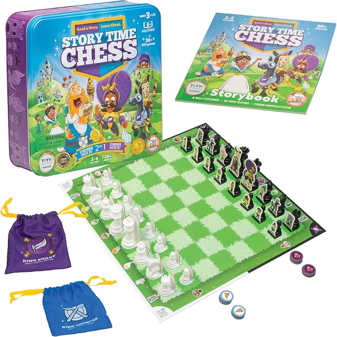 Story Time Chess Set for Kids Collectors Tin - Family Game Night, Strategic Game Play - Board Games for Family Night - Perfect for Beginners, Learn Chess with a Fun Story - Preschool Toys, Ages 3+