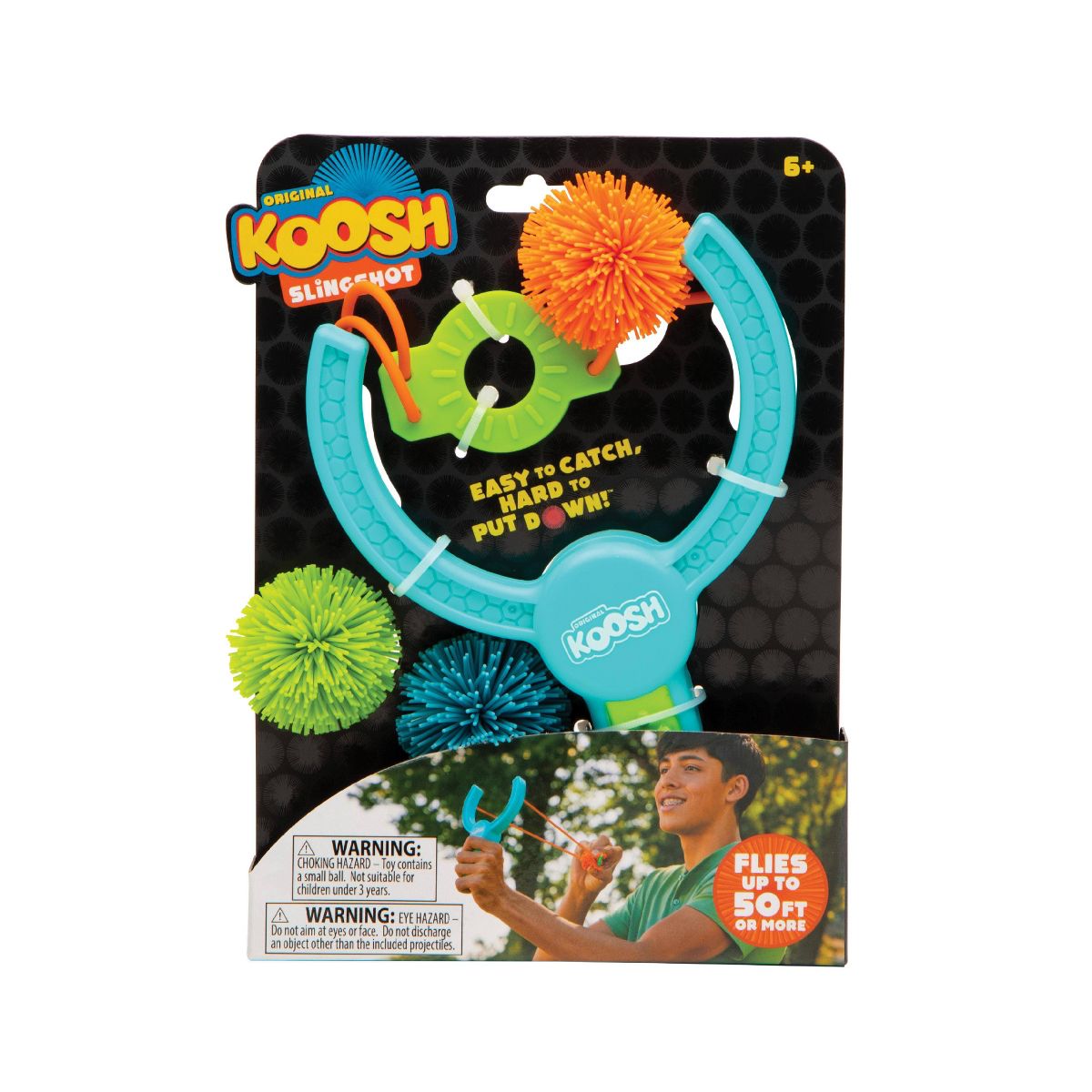 Koosh Slingshot – Kids Games, Outdoor Games for Adults and Family, Beach Toys, Fidget Toys for Kids, 3 Mini Balls Included, Easy Storage Handle, Just Load, Pull, and Launch, Screen-Free, Ages 6+