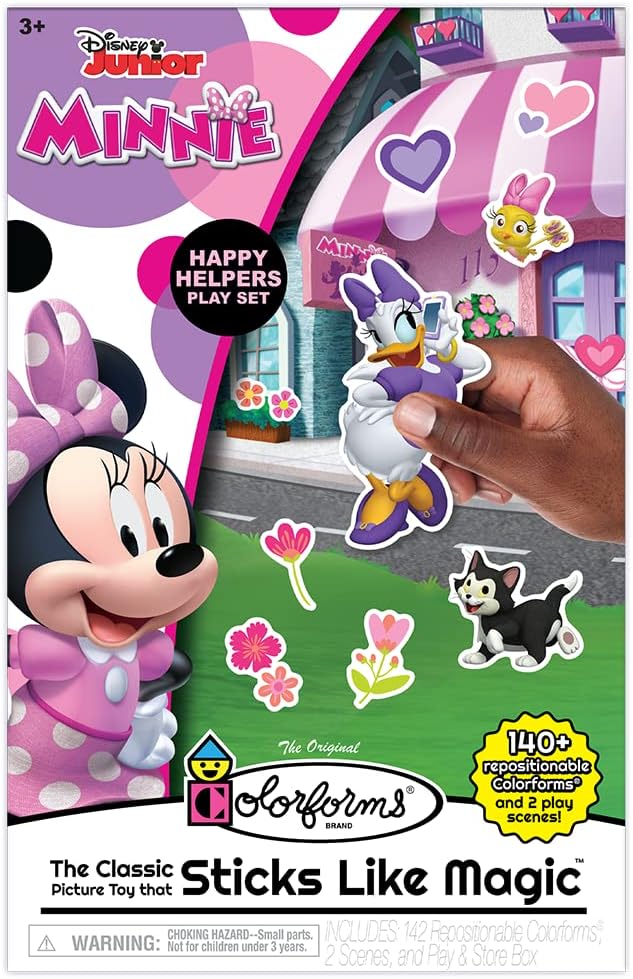 PLAYMONSTER Colorforms — Disney Minnie Mouse Box Set — Pieces Stick Like Magic! — Fun Storytelling Play — Ages 3+