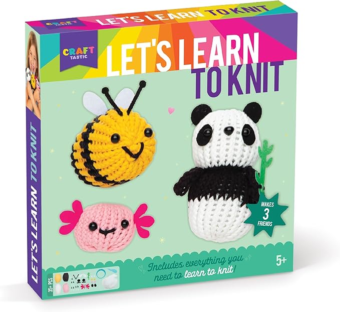 Let's Learn to Knit - Complete Knitting Kit for Beginners - Arts and Crafts for Kids - Kids Toys - Art Supplies - Craft Supplies, Easy-to-Follow Instructions - Ages 5+