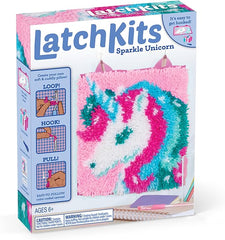 LatchKits Latch Hook Kits for Kids – Kids Crafts, Arts and Crafts, Yarn Art, Wall Hanging & Mini-Rugs, Craft Supplies, Pre-Cut Yarn, Easy Pattern, Hook Included, Arts & Craft, Ages 6+, Unicorn