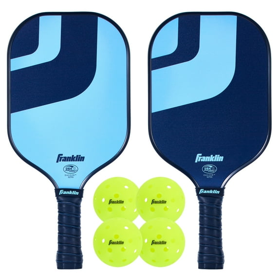 Franklin Sports Dagger Fiberglass Pickleball Paddle + Ball - 2 Player Set
