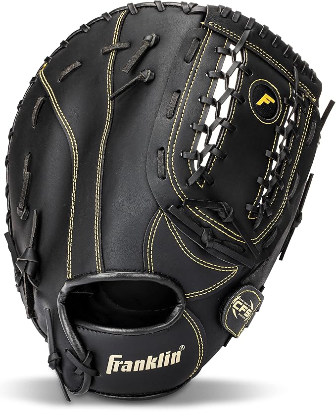 Franklin Sports Field Master First Baseman's Mitt - 12.5" RHT - Black/Gold